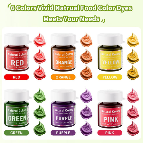 Set 6 Yellow,3g/Jar Natural Food Coloring Powder - Colors Water Based Vivid Powder Food Color Dye, No Artifical