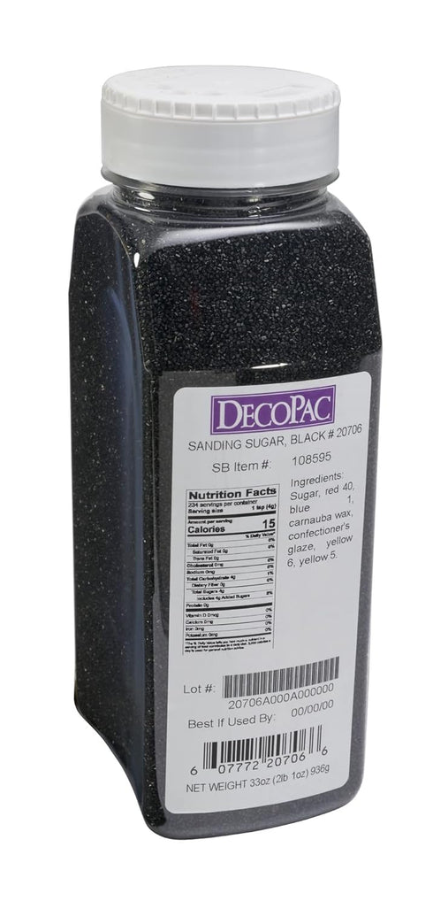 33oz Pack 33 DecoPac Sanding Sugar | Black Edible Sugar Sprinkles | | Edible Sanding Sugar in Handheld Container | Made