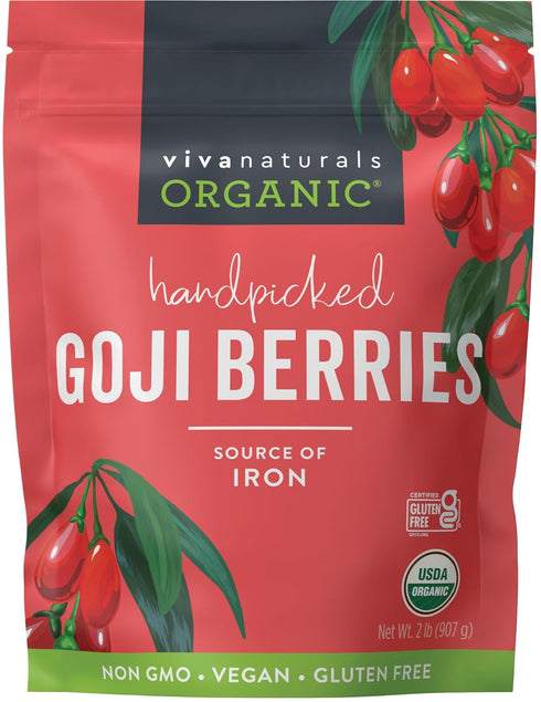 Viva Naturals Organic Dried Goji Berries, 2 lb (907 g) Non-GMO, Vegan