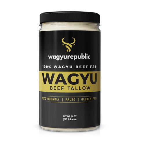 Wagyu Republic Beef Tallow ? Grass Fed, Great for Cooking Steak or as Tallow Balm, 28oz Jar