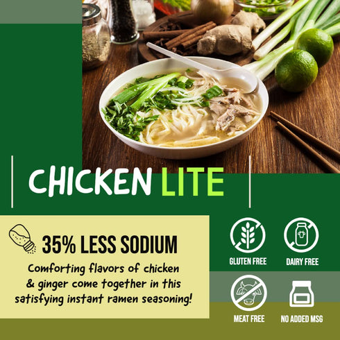 SAMABILA Chicken Lite Instant Ramen Seasoning Powder, 5 oz - Gluten Free, Vegan, 35% Less Sodium