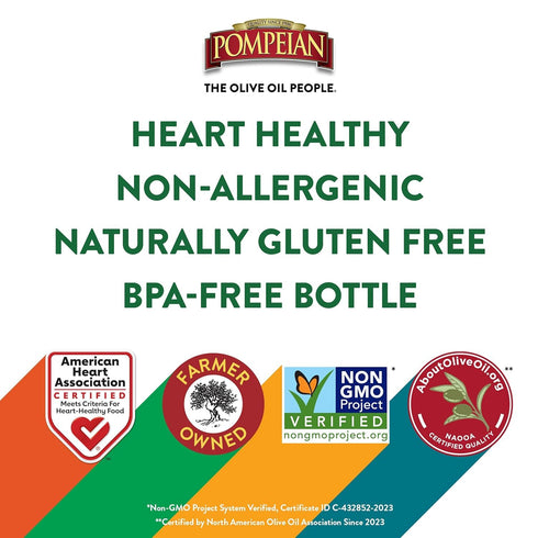 16 Oz Pompeian Made Easy Saut Olive Oil, Pan Cooking, American Heart Association Certified, Fl