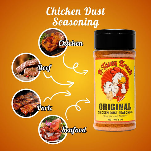 K-Town Krack Original Chicken Dust Seasoning, 5oz - All-Purpose BBQ Rub for Chicken, Beef, Pork, Fish