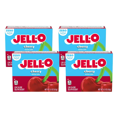 Jell-O SugarFree Gelatin Dessert Black Cherry, 0.3 oz. (Pack of 4)