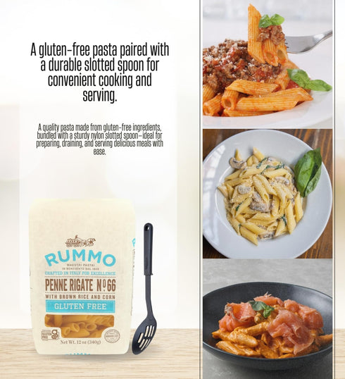 GROVE 6x 12oz Set (7 Penne Pasta Pasta Penne Rigate, Bundle with Slotted Spoon Gluten Italian-pasta with sauce-holding