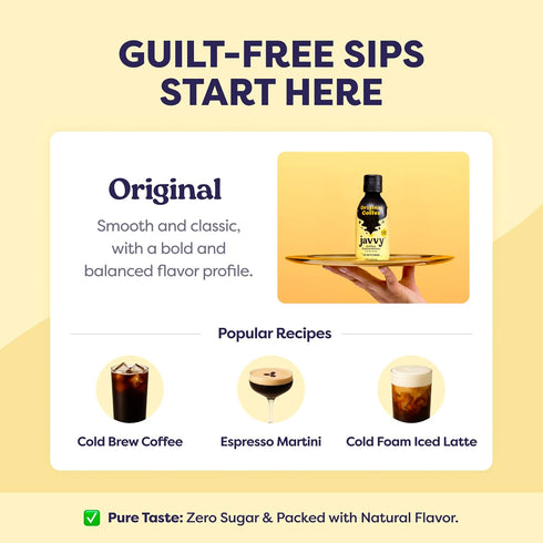 100% 30X 6oz Javy Cold Brew Coffee Concentrate, Iced Coffee - Arabica Beans, Instant Coffee Concentrate, Original Med.