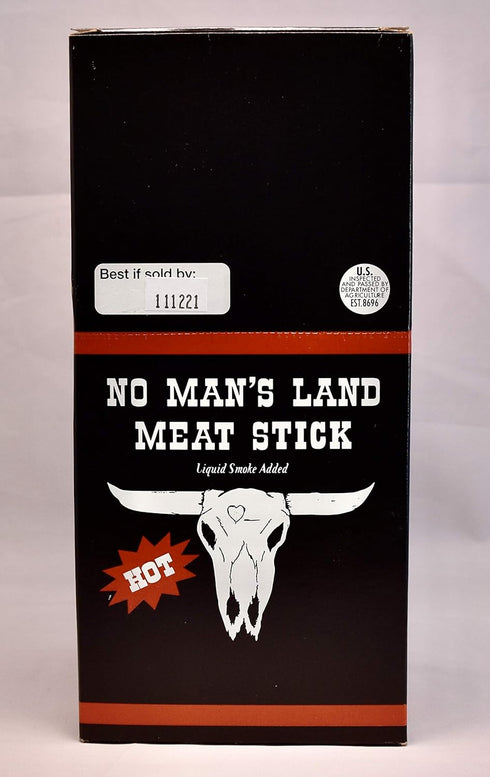 24 1oz No Man's Land HOT Meat Sticks High Protein Low Calorie Low Carb Premium Meat Snack Carton of Sticks