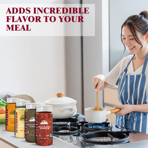 Pack Pack 4 Himalayan Chef Natural Spices Shaker Variety (Turmeric Powder, Black Pepper Garlic Salt Powder & Red