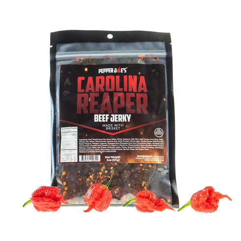 3 Pepper Joes Carolina Reaper Beef Jerky Dangerously Delicious Spicy Beef Jerky with Worlds Hottest Pepper and Premium