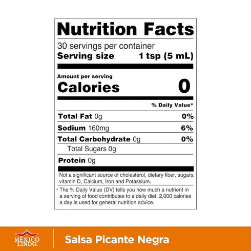 8,400 5 Oz (Pack 12) Mexico Lindo Picante Negra Hot Sauce | Light & Spicy | Scoville Level | Great with Asian Food