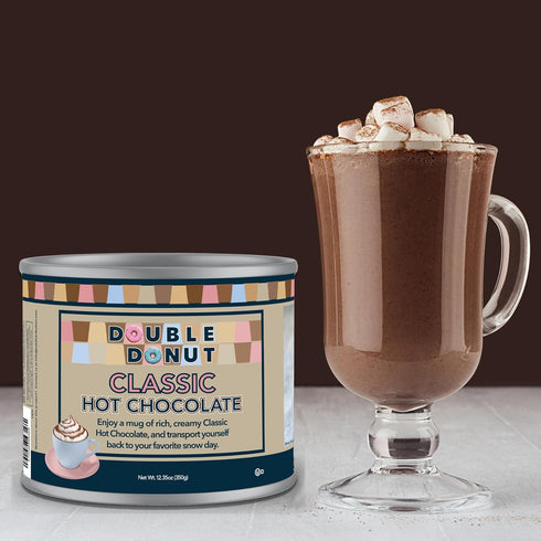 12 Double Donut Coffee Classic Bulk Hot Chocolate Mix, Rich Hot Cocoa Ounce Canister, Hot Chocolate Powder