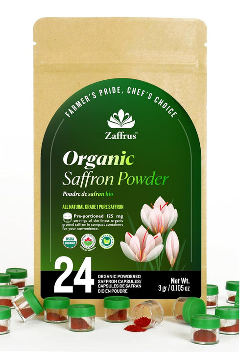 Zaffrus - Certified Organic Premium Saffron Powder for Cooking Saffron Rice, Paella,