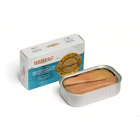 4.23 oz (120g) (2-pack) Yellowfin Tuna Belly in Olive Oil - | Premium Gourmet Tuna by HERPAC