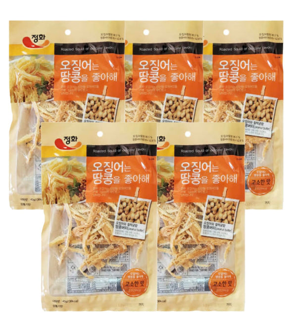 caincosmetic Korean Grilled Squid with Peanut Butter Flavor - Dried Seafood Snack, Savory