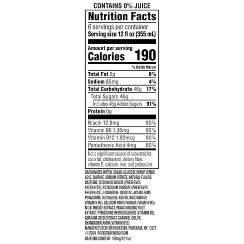12 oz (6 Pack) Rockstar Punched Energy Drink, Fruit Punch, fl Cans