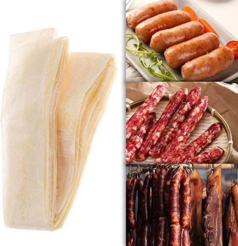 8M/26FT 32mm (50mm Natural Hog Sausage Casings Edible Dry Pig Casings, Stuffed Diameter Flat Diameter), Drying Casings