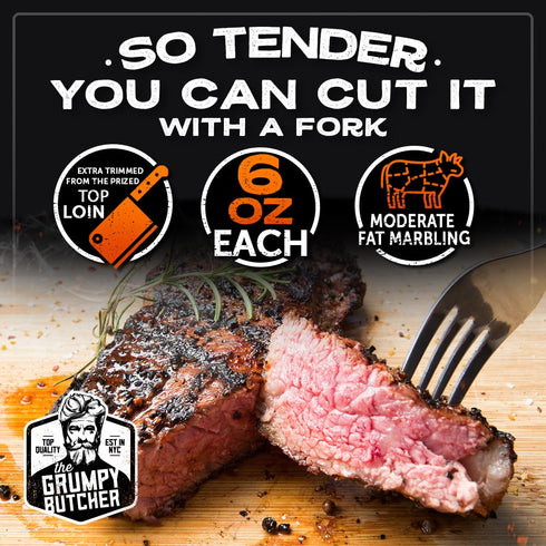 1 (6 oz) 1 (14 oz) Packages Grumpy Butcher Steak & Pork Chop Meat Gift Box Beef Top Sirloin Steak & Duroc Bone-in Pork