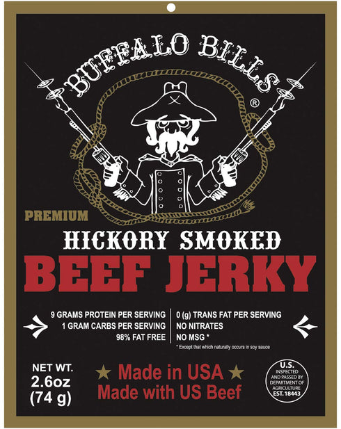 2.6oz 3-Pack Buffalo Bills Premium Hickory Beef Jerky (hickory smoked jerky made from top round)