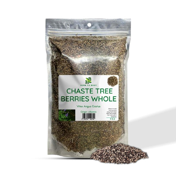 Herb To Body Chaste Tree Berry Whole 4oz, Wildcrafted and Dried Vitex