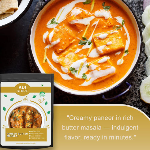 Store Cooked,65g KDI Paneer Butter Masala, Ready to Eat Indian Curry, USDA Organic, Freeze Dried, Fully