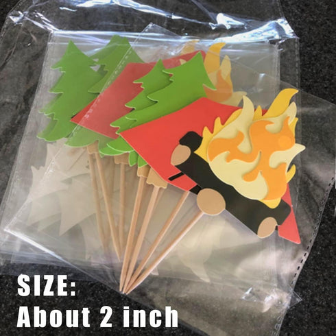 LaVenty Camping Cupcake Toppers - Happy Camper Birthday Party Decor, Woodlands and Lumberjack Party Decor