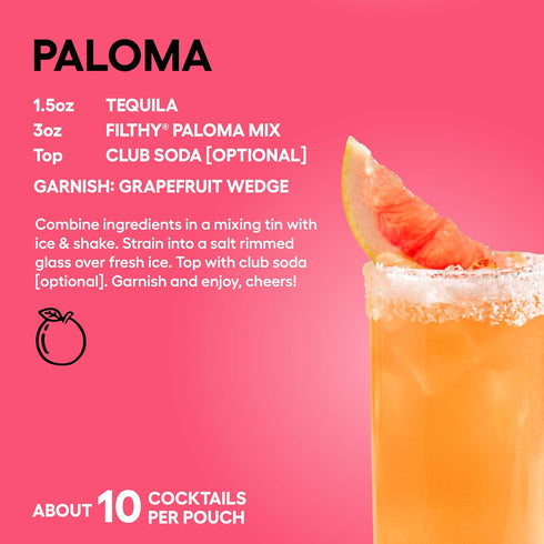 32 Oz Filthy Paloma Mix, Premium Cocktail Mixer, All-Natural, Non-GMO, Vegan & Gluten-Free, Made with Fresh Ruby Red