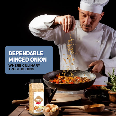 6 Oz. 100% Dependable Foods Minced Onion Jar - Natural, Kosher, Dehydrated Onion Flakes Convenient Versatile Seasoning