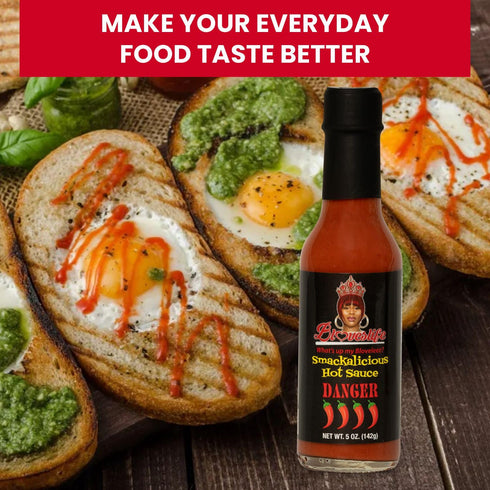 Blove's Smackalicious Hot Sauce - Ghost Pepper Vinegar Sauce, Vegan, 5 oz Danger Bottle