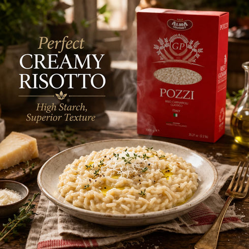 Pozzi 2.2 lb (1 Carnaroli Rice Classico, kg) Italian Carnaroli Rice for Risotto, Premium Rice from Italy, Ideal
