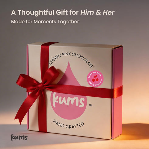 (1 Kums Pink Cherry Rose Chocolate Tabs for Couples Box) Premium Pink Cherry Tab Chocolate for Men & Women | Vegetarian
