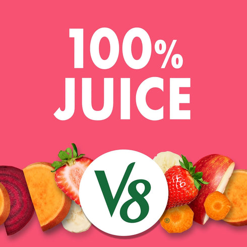 V8 100% 8 oz (24 Pack) Strawberry Banana Fruit and Vegetable Juice, fl Can