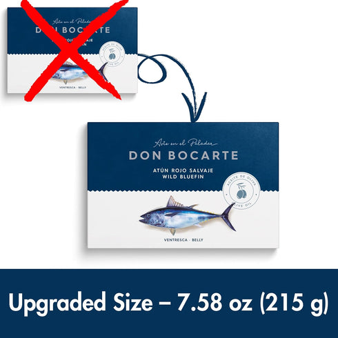 Don Bocarte 7.58 oz Wild Bluefin Tuna Belly (Ventresca de Atn Rojo) Premium Spanish Tuna Fillet in Olive Oil Gourmet