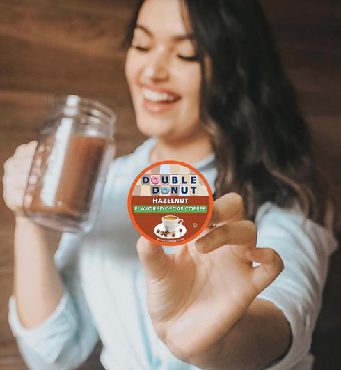 80 Count (Pack 1) Double Donut Coffee Flavored Decaf Coffee, Decaf Hazelnut Coffee, Decaf Coffee Pods for Keurig K Cups