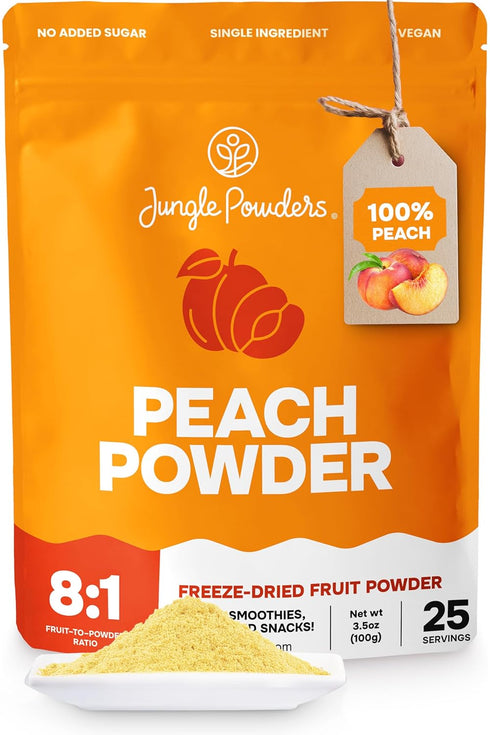 Jungle Powders Freeze Dried Peach Powder 3.5 Ounce Bag Powdered Peaches Peach