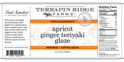 15 Terrapin Ridge Farms Apricot Ginger Teriyaki Glaze Gourmet Stir Fry and Roasting Sauce Ounce Bottle
