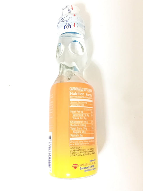 Sangaria 6 Pack (6.76Fl.Oz) Ramune Japanese Carbonated Soft Drink Orange Flavor