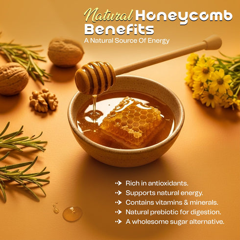 16oz (1Lb) Bonjour Raw Honeycomb - Naturally Prebiotic & Antioxidant-Rich Honey with Honeycomb | Pure Honey Combs Raw