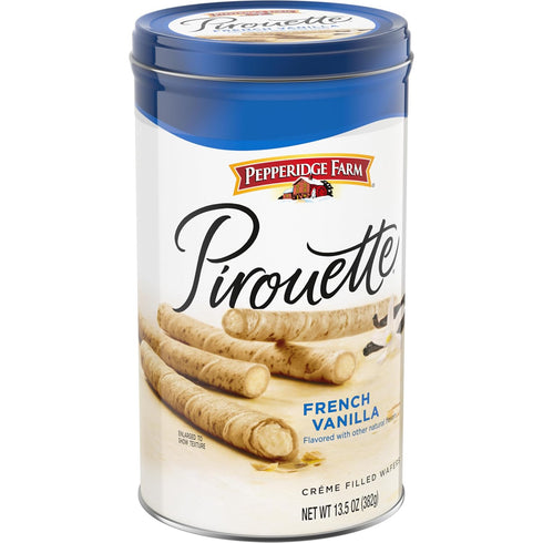 13.5 Oz Pepperidge Farm Pirouette Cookies, French Vanilla Flavored Crme Filled Wafers, Tin