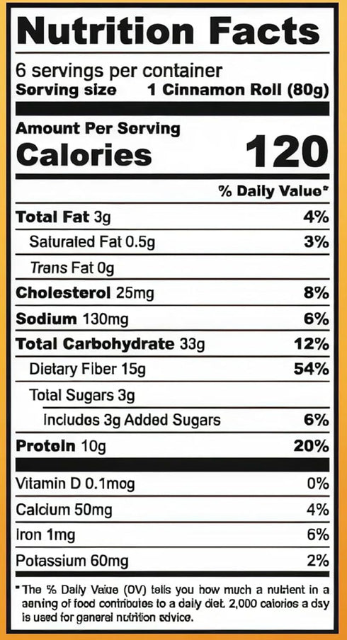 2 6 (12 120 8g 10g (2-Pack)) Bags of ROYO Rolls rolls), Calories, Net Carbs, Protein, High Fiber, (Cinnamon Rolls