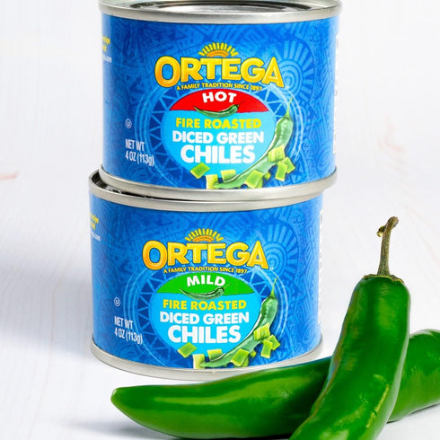 4 oz (Pack 12) Ortega Fire Roasted Diced Green Chiles, Mild