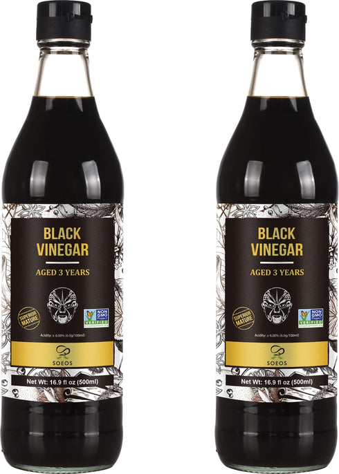 Soeos Chinkiang Vinegar 16.9 fl oz (Pack of 2), Zhenjiang Vinegar, Chinese