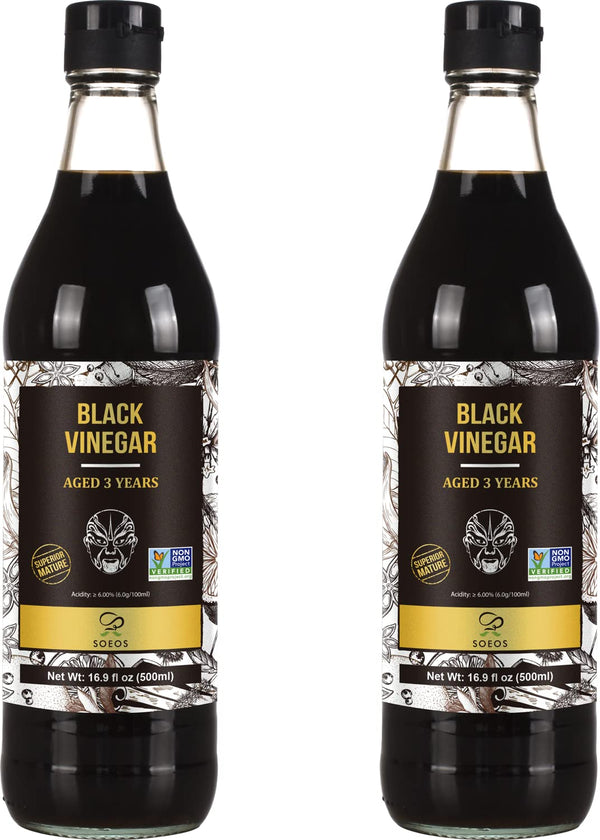 Soeos Chinkiang Vinegar 16.9 fl oz (Pack of 2), Zhenjiang Vinegar, Chinese