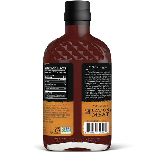 2 Pack, 15.25 oz Rufus Teague Touch O' Heat Natural BBQ Sauce, Premium Barbecue Sauces with Natural Ingredients