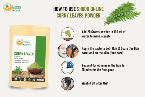 100% Natural Dried Curry Leaves Powder, 150gms / 5.3 oz for Hair Growth