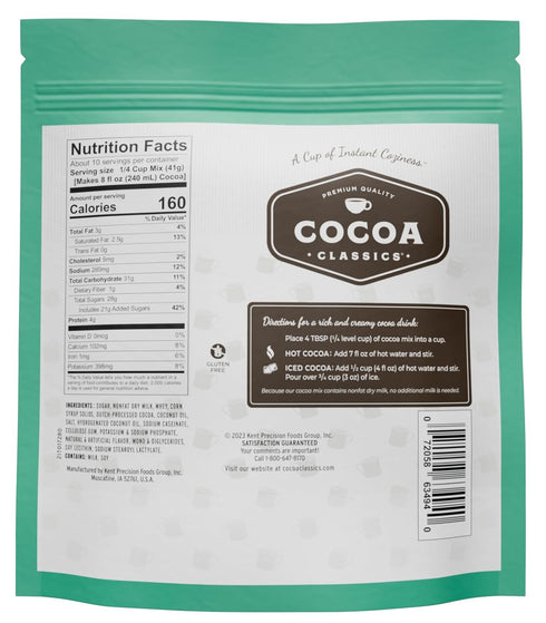 COCOA CLASSICS 14.8 oz (Pack 1) Mint Cocoa Mix, Hot Chocolate, Made with Nonfat Milk, Just Add Hot Water, Make Hot