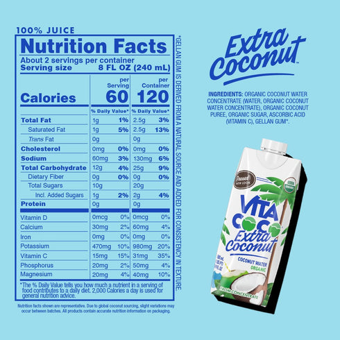 16.9 Oz (Pack 12) Vita Coco Organic Coconut Water, Pressed, More "Coconutty" Flavor, Natural Electrolytes, Vital