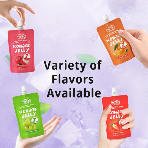 Pack, 7 10 Pack, 0 Konjac Jelly Pouch Drinkable Variety Calories, Sugar, Gluten Free, Keto, Vitamin C Healthy Fruit