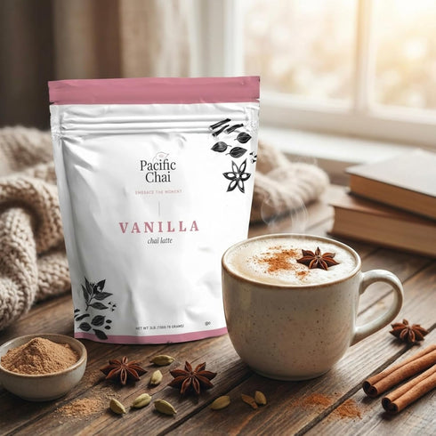 Pacific Chai 3 LB Vanilla Chai Latte Mix, Instant Chai Tea Latte Powder Drink Mix, Gluten Free, Kosher, Spiced Tea