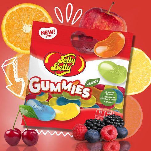 Gummy Gummies, Pack 2, 3.5 Sweet and Super Sour Vegan Candies, Fruit Flavored Jumbo Jelly Bean Shaped Kosher Non-GMO