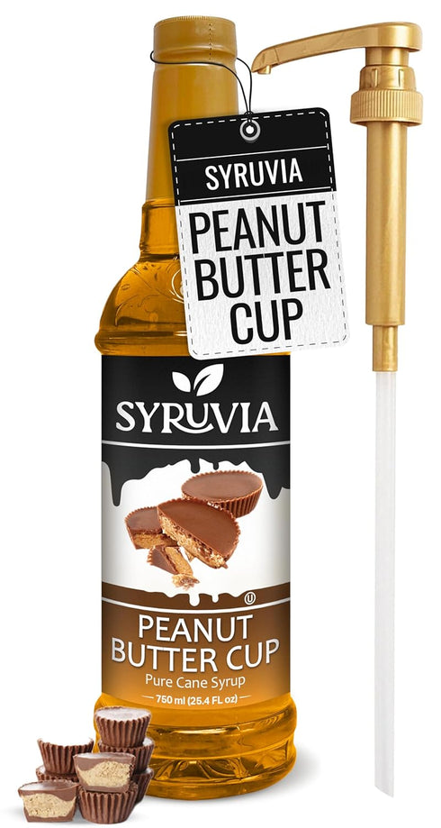 Syruvia Coffee Syrup, Peanut Butter Cup Flavored Syrup for Drinks, Lattes, and
